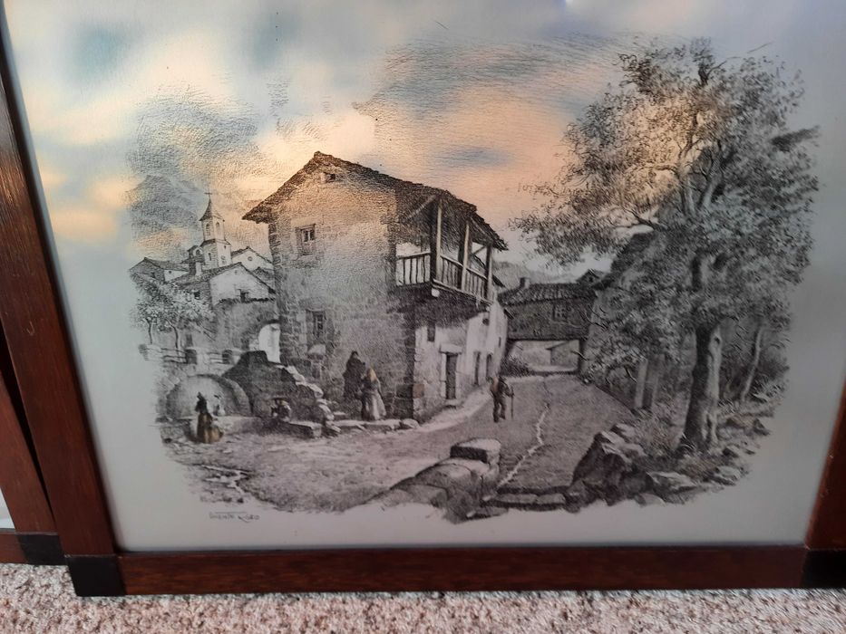 4 quadros em folha de prata com motivos campestres,bonitos decorativos