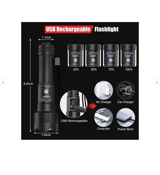 Mocna latarka taktyczna LED C019-XHP50 zoom