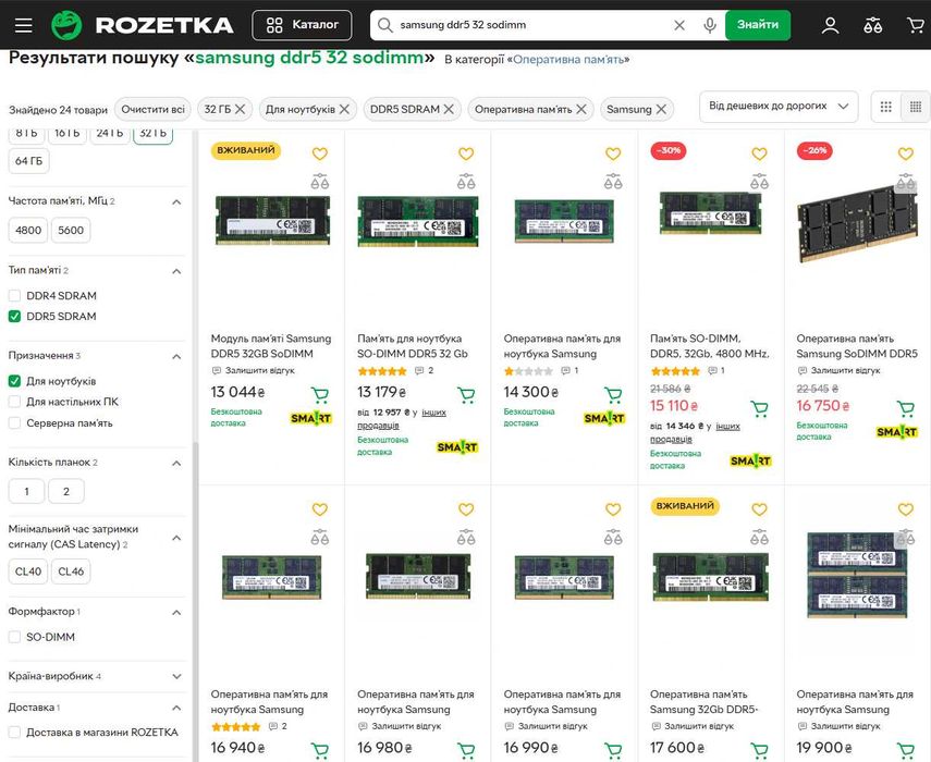 New DDR5 32 Samsung sodimm для ноутбука