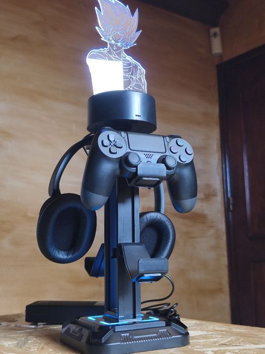 Suporte Comando e Fones  Gaming Led Goku (5 spots & 7 cores)