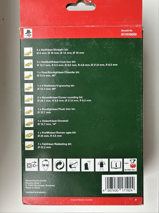 Набір фрез Metabo Promotion 15шт (631039000)