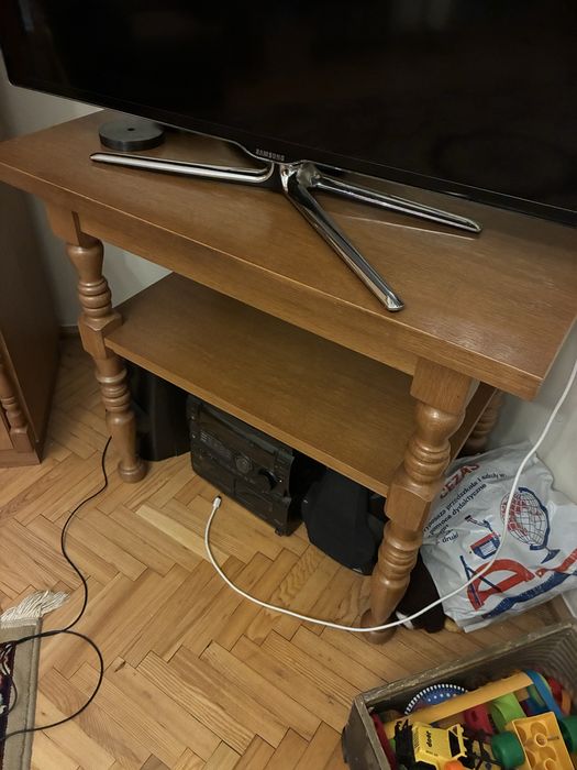 Regał drewniany, szafka RTV i stolik