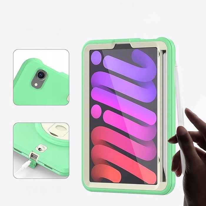 Etui Obudowa Case Pokrowiec na Tablet iPad Mini 6 z Paskiem Zielony