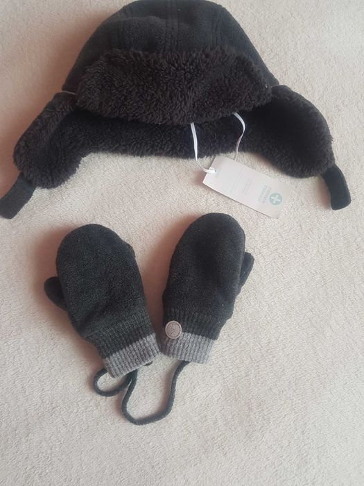 зимняя шапка для мальчика оч.тепл. 51 см Франция варежки с рез 3 / 4 г