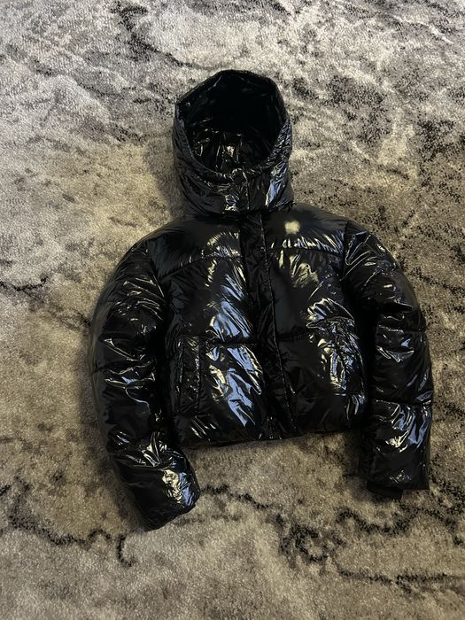 Жіноча глянцева куртка з капюшоном, Лаковий пуховик