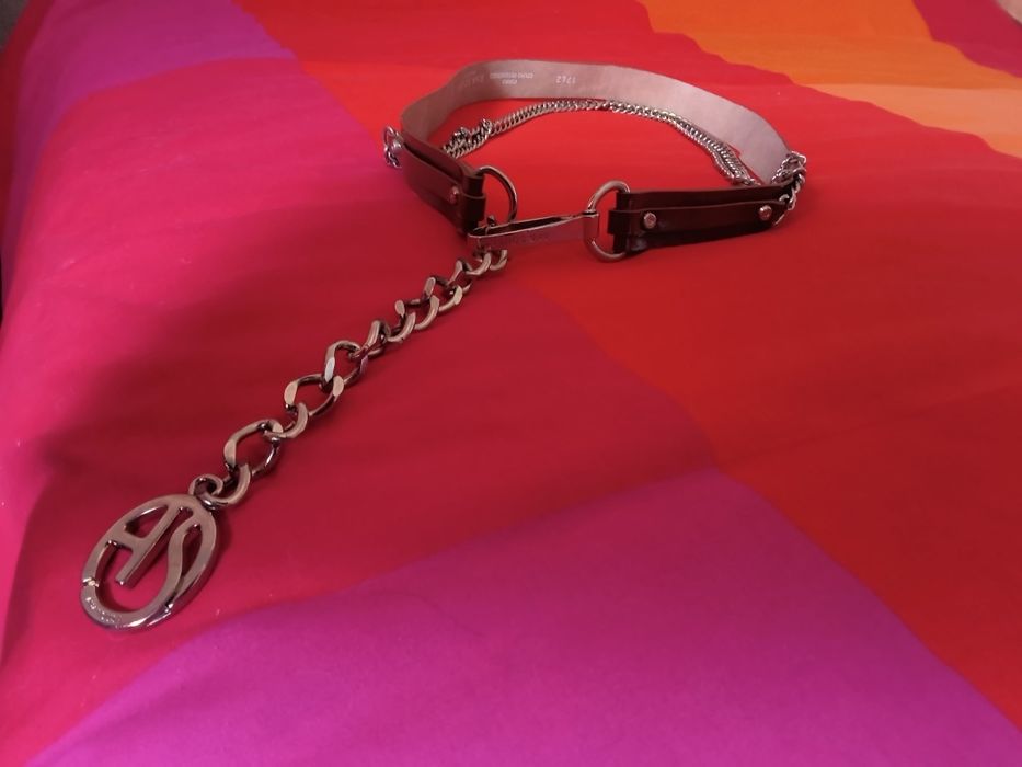 Cinto Ana Sousa em Couro regenerado com Corrente - Camel