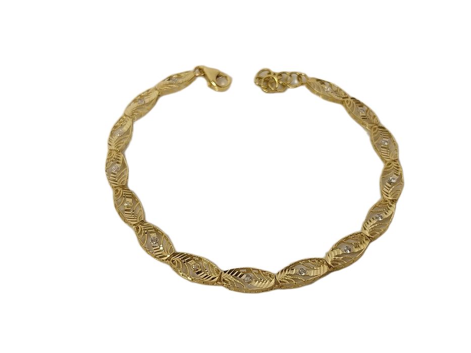 Złota bransoletka AŻUR CYRKONIE 585 2,97G DŁ.19CM