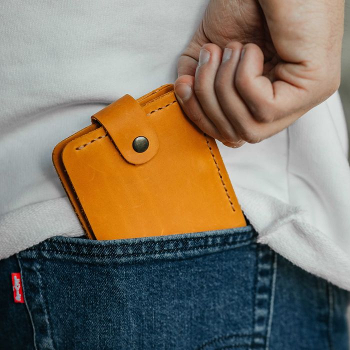 Чоловічий гаманець шкіряний Beefold рудий