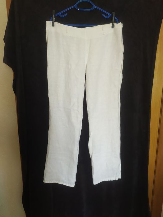 Білі натуральні лляні штани L- XL