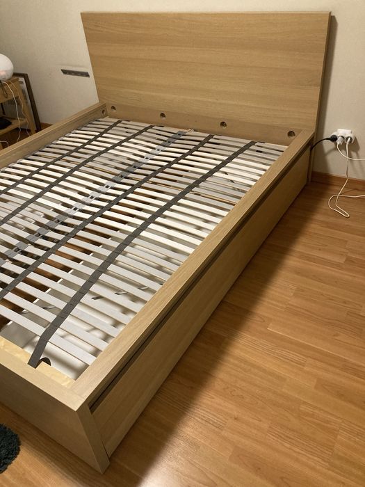 Cama IKEA MALM 160x200 + 4 caixas de arrumacao e estrado LONSET