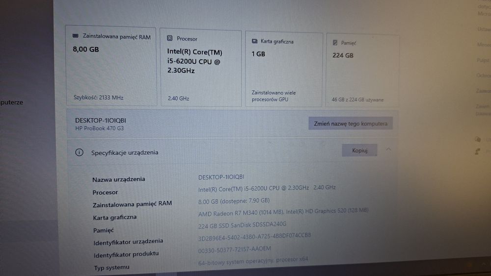 Laptop HP Probook 470 G3