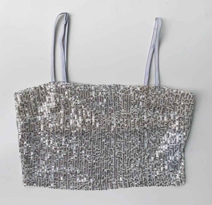 Top Srebrny Cekiny Na-Kd Josefine Hj XS 34 Bluzka