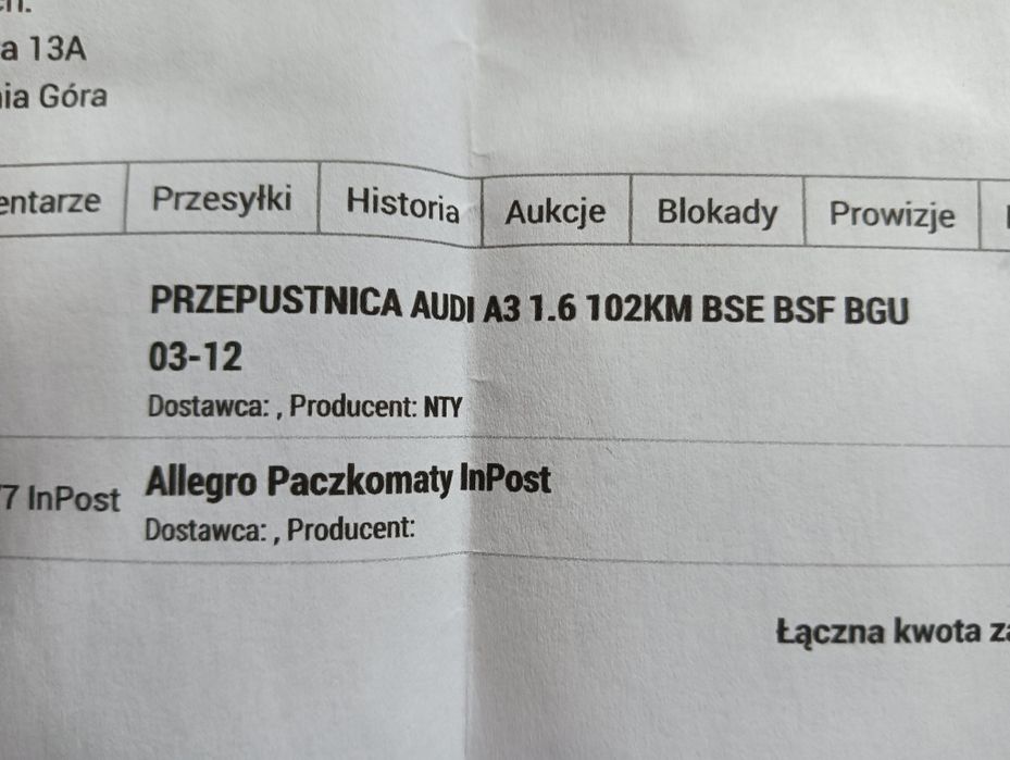 Przepustnica Audi A3 8P 1.6