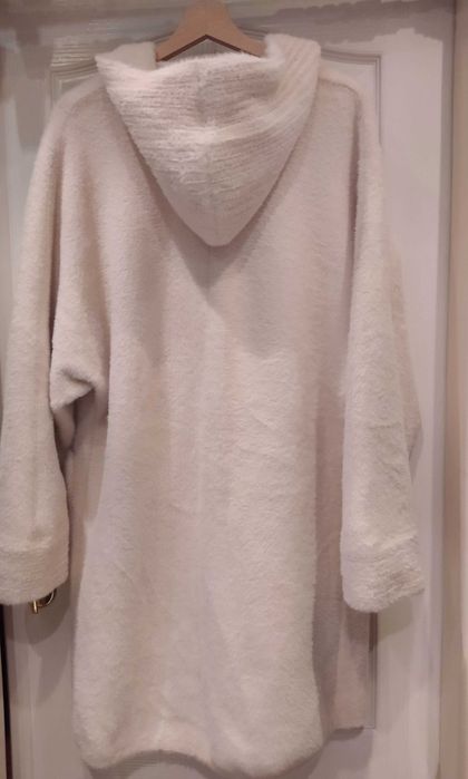 Alpaka długa duża płaszcz kaptur jasny beż