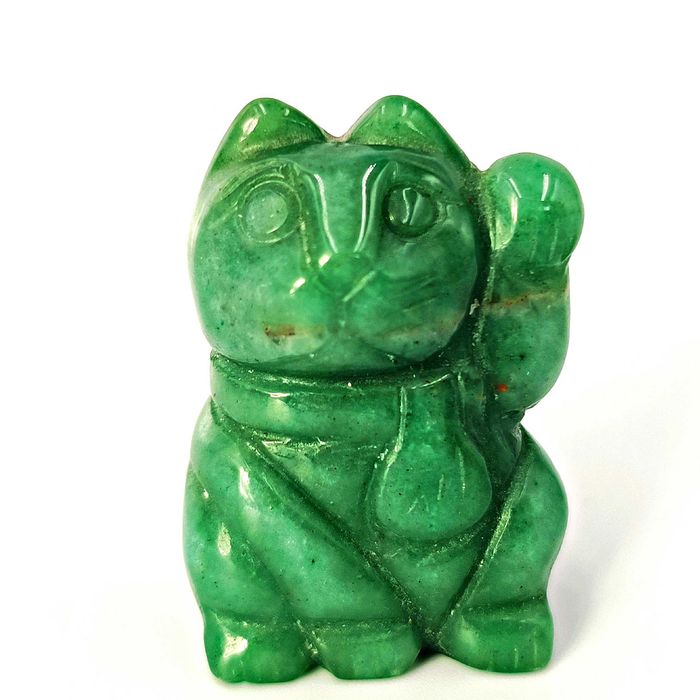 Maneki neko kamień kot witający figurka rzeźba netsuke szczęście
