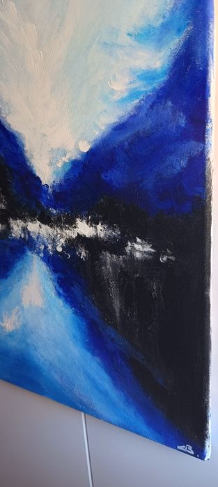 Błękitna Cisza –  ręcznie malowany obraz akrylowy 40 × 50 cm