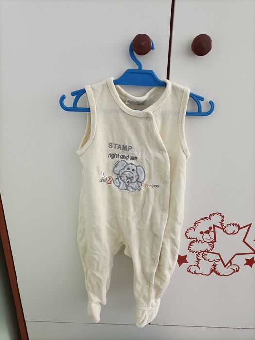 Śpiochy welurowe Ergee rozmiar 68 – kremowe ze słonikiem