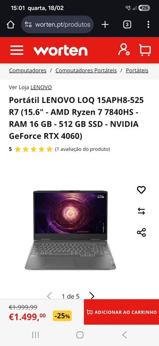 OPORTUNIDADE: Portátil  Gaming RTX 4060 Topo de Gama