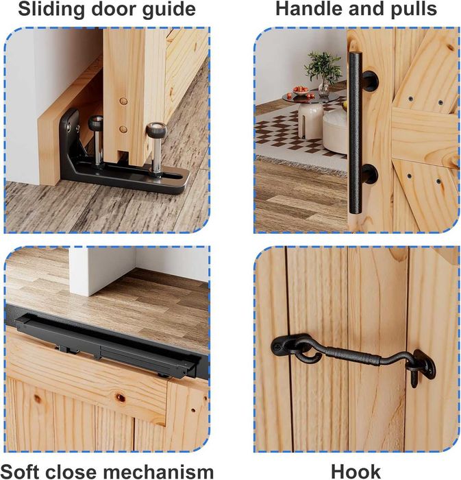 Nowe drewniane drzwi przesuwne / zestaw okuć / 76,2x213,4CM !R1!