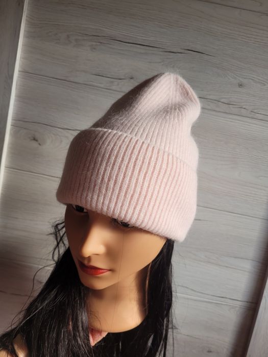 Czapka z angorą beanie pastelowa