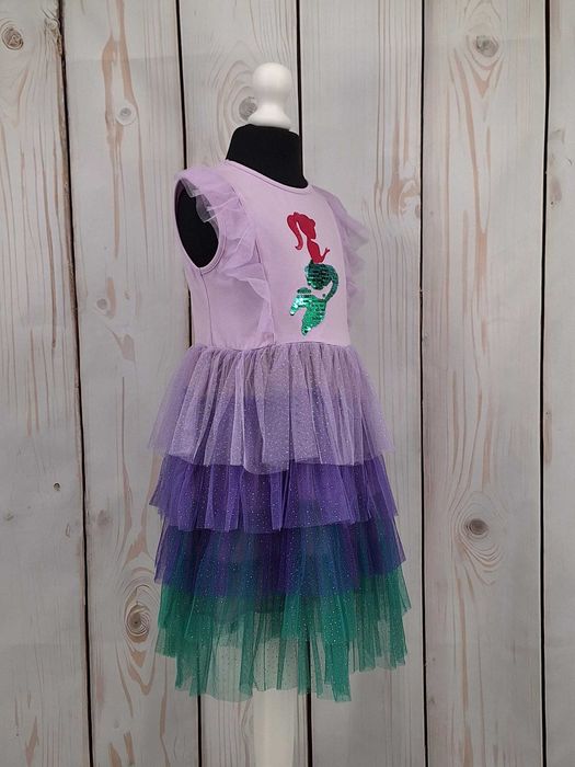 Sukienka tiulowa SYRENKA bez rękawów fioletowa