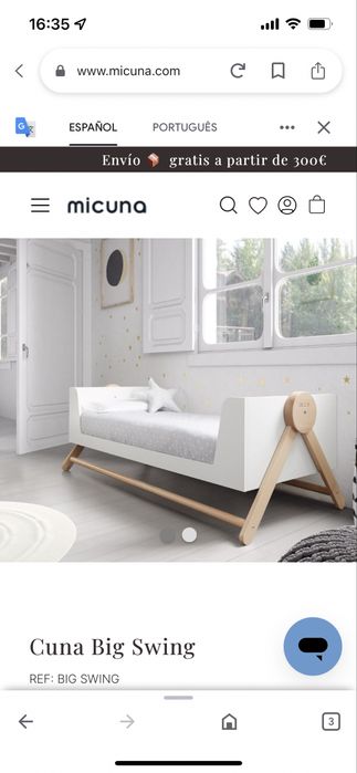 Cama Berço baloiço Swing Micuna com colchao incluido