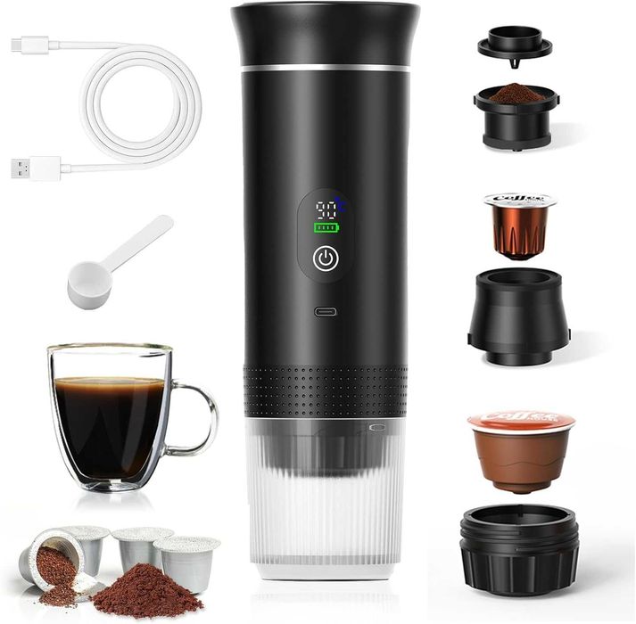 Máquina De Café Portátil 3 Em 1, com Visor Digital compatível com Cápsulas E Pó NOVA