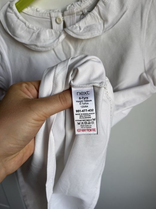 Biała bluzka dla dziewczynki z kołnierzykiem NEXT r. 122