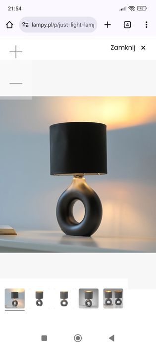 JUST LIGHT. Lampa stołowa Carara, ceramiczna podstawa, czarna