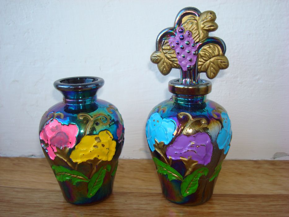 набір подарун флакон вазочка чорн скло люстр клеймо