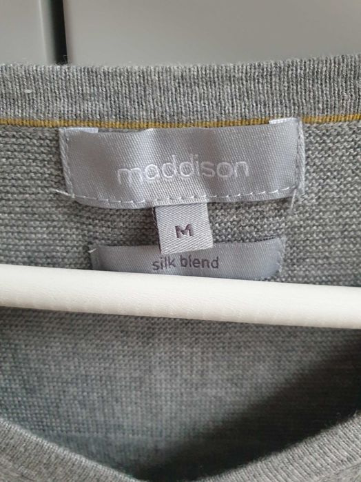 Szary sweter kaszmir jedwab Maddison M męski