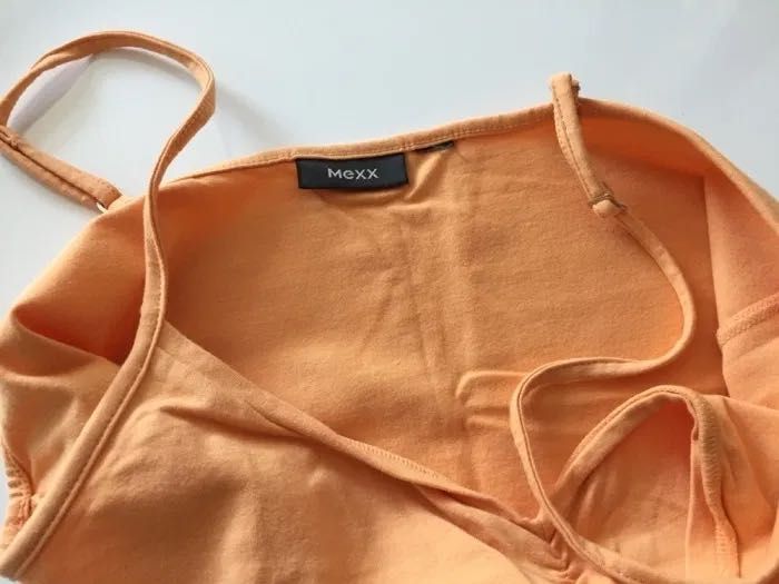 2x t-shirt top Mexx rozm. S na ramiączka biały pomarańczowa bluzka