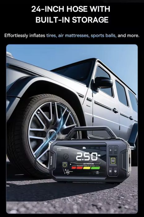 Baseus jump starter 21600mA, пусковий пристрій, компресор для авто