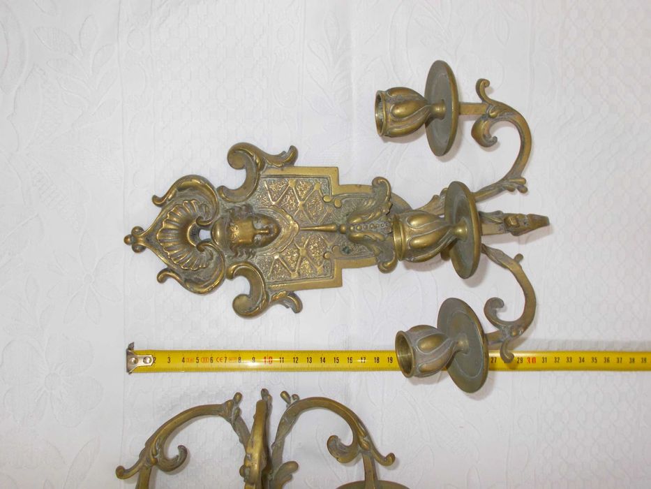 Castiçais de parede antigos em bronze