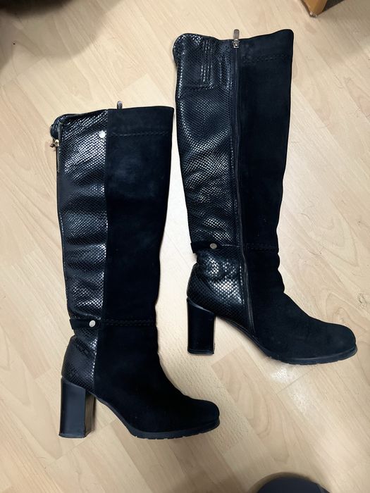 Зимні чоботи єврозима Foletti, замша+ шкіра тиснення змія 40р./25,5