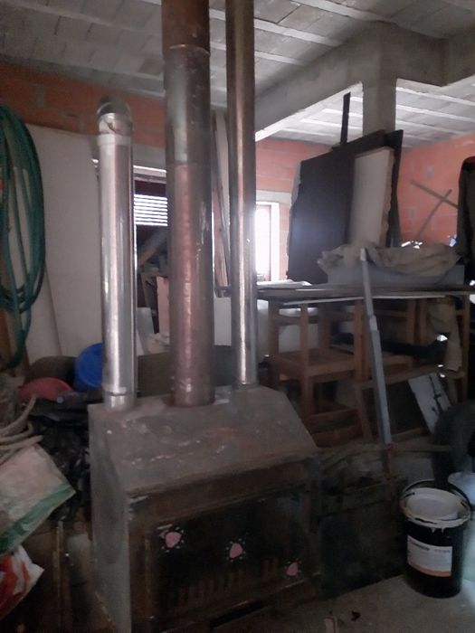 Recuperador de calor a lenha com 2 saidas de ar quente