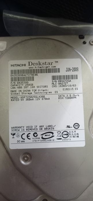 Продам 3 -HDD. 1-Seagate-500GB. 2-Hitachi-250GB. 3-Hitachi-500GB.
