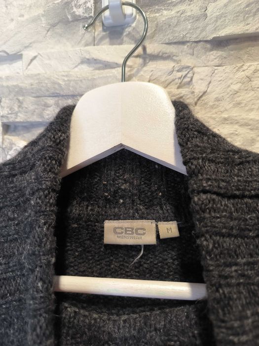 Sweter CBC Golf Wełniany Wełna Czarny Zimowy Gruby M