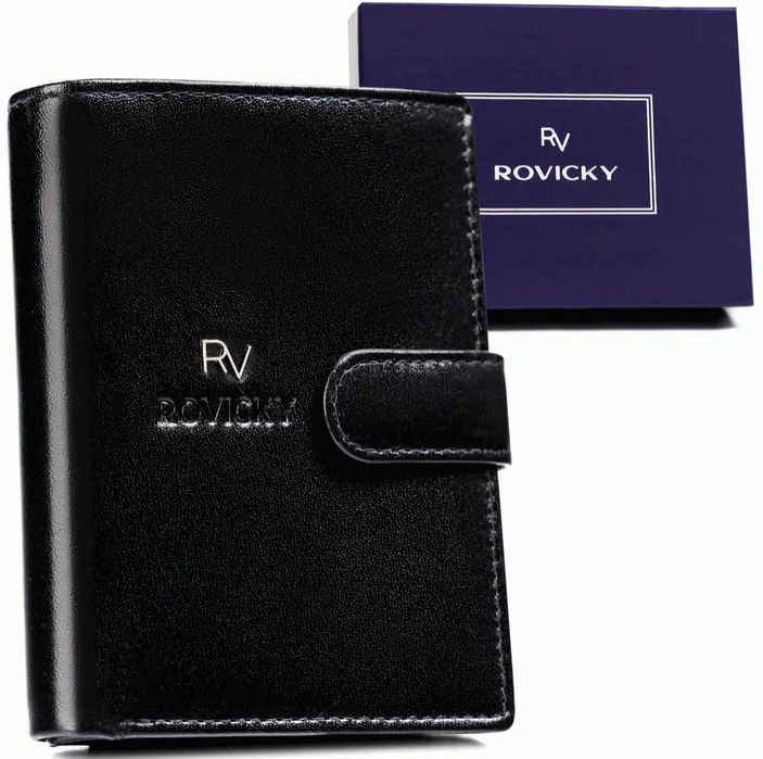 stylowy, skórzany portfel męski na zatrzask - rovicky