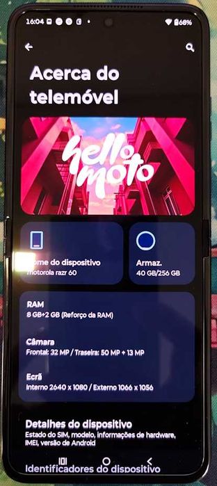 Motorola Razr 60 5G 256GB Gibraltar Sea – Novo + Fatura