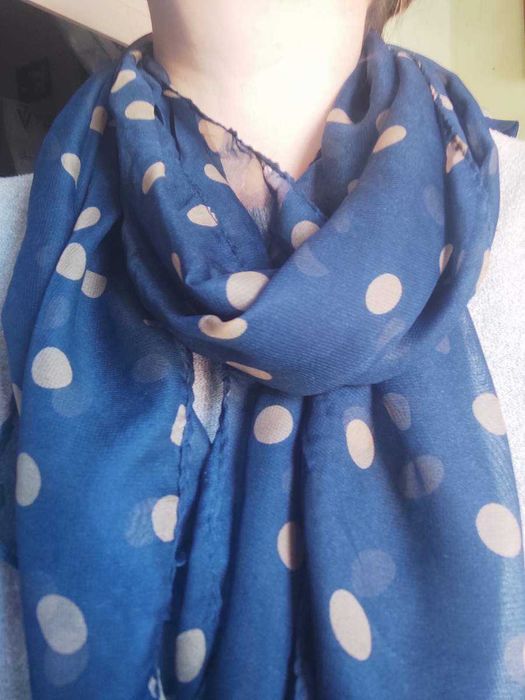 Lenço Azul Bolinhas Brancas - Novo