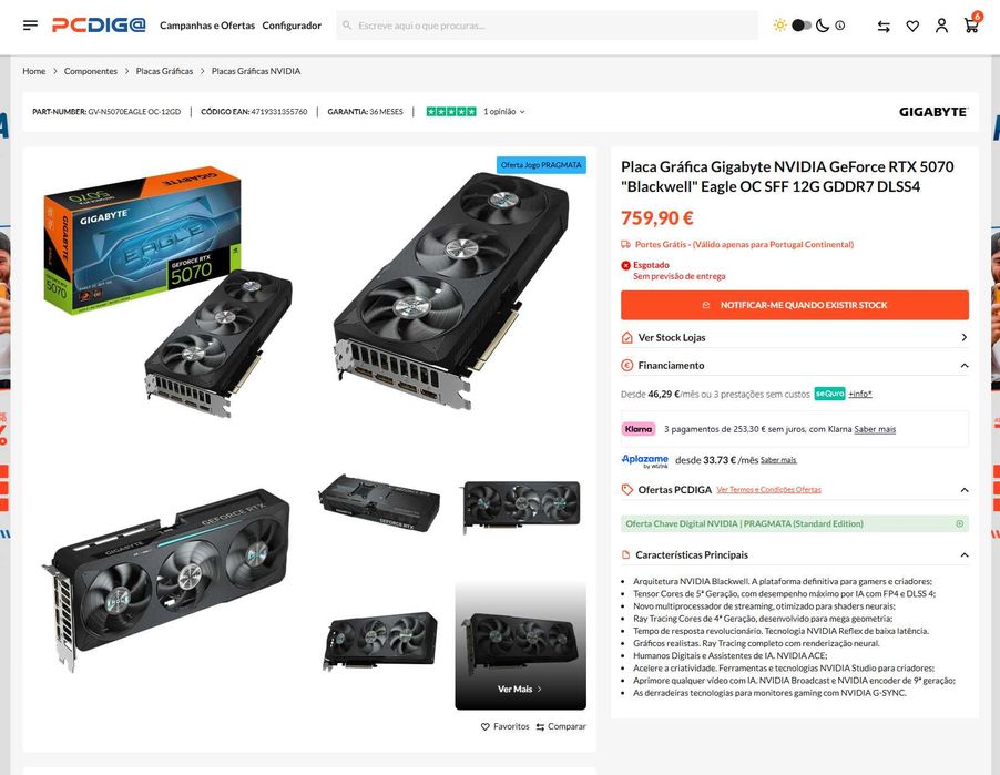 RTX 5070 12GB OC gigabyte eagle nova