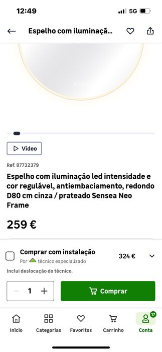Espelho de 80 cm com led