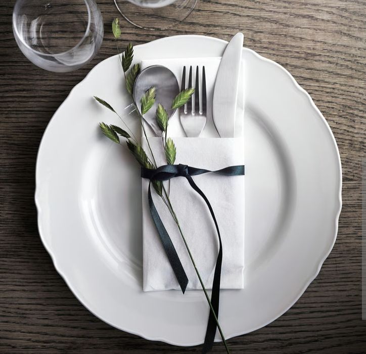 30 szt. Serwis obiadowy zastawa Ikea Upplaga – biały, porcelanowy ta