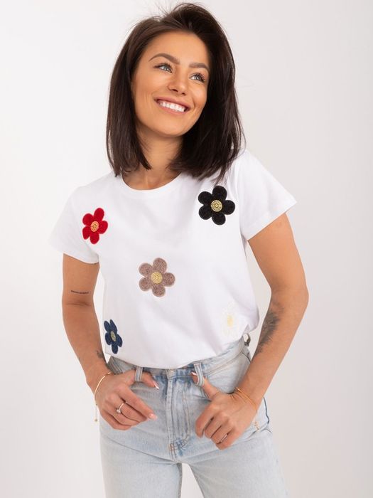 T-shirt Z Aplikacją Koszulka Damska Z Bawełny