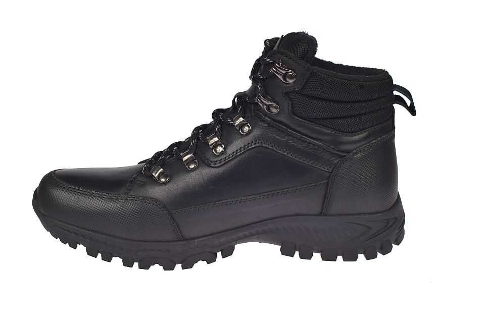 Buty męskie skórzane trekkingowe trapery CY129 czarne ocieplane roz 45