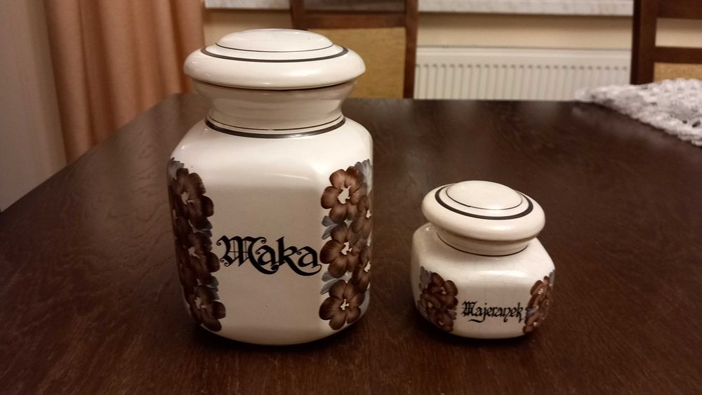 Stare porcelanowe pojemnik na mąkę i majeranek porcelanowy pojemnik