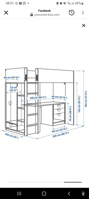 Cama alta IKEA em bom estado