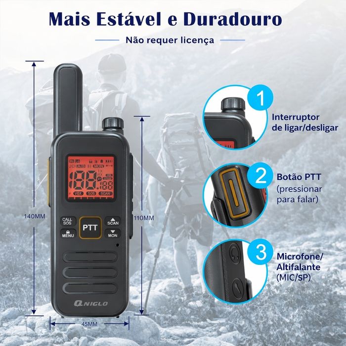 WALKIE-TALKIES Profissionais PMR – Longo alcance e mãos livres (NOVOS)