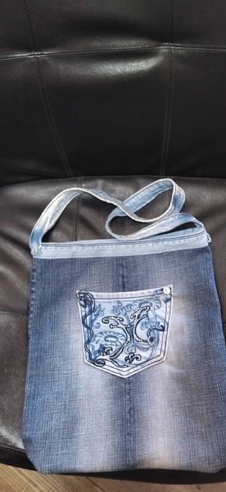 Saco/Mala em ganga com brilhantes - Baixa preço